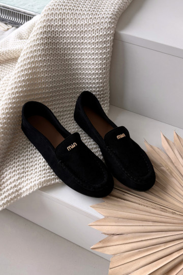 Mocasines de mujer negros con detalles en dorado "Sarivelle" 2