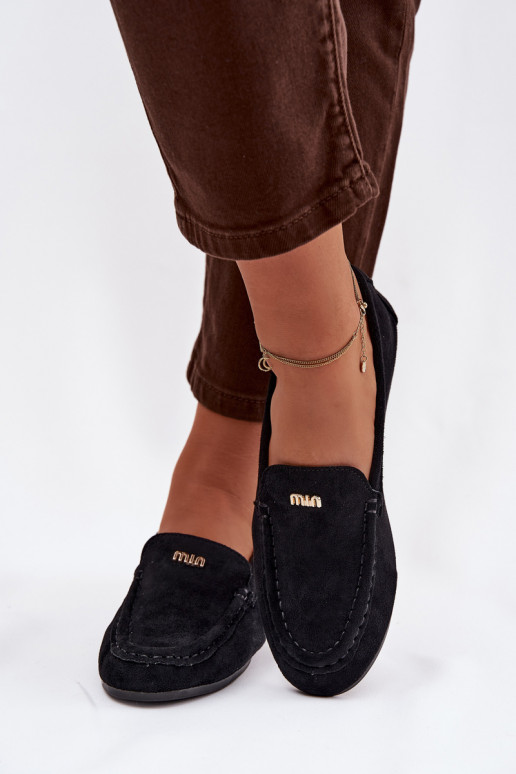 mocasines de mujerPequeñom color doradom Detalem de color negro Sarivelle