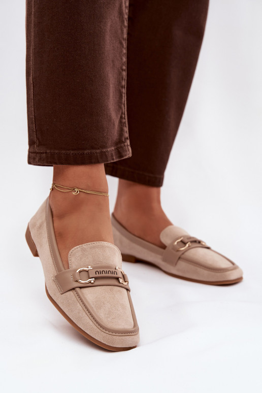 Mocasines Mocasines Femenino Con decoraciones Elemento beige Evelora