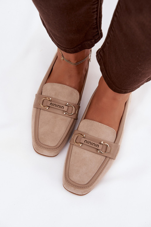 Mocasines Mocasines Femenino Con decoraciones Elemento beige Evelora