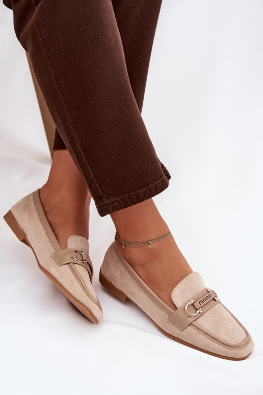 Mocasines Mocasines Femenino Con decoraciones Elemento beige Evelora