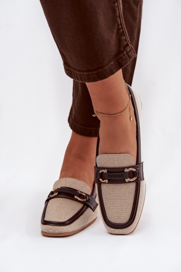 Mocasines Mocasines Femenino Con decoraciones Elemento marrón-beige Evelora