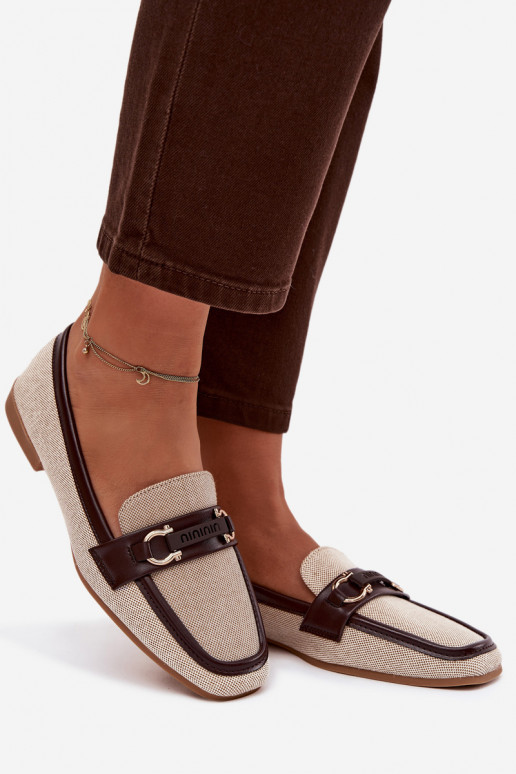 Mocasines Mocasines Femenino Con decoraciones Elemento marrón-beige Evelora