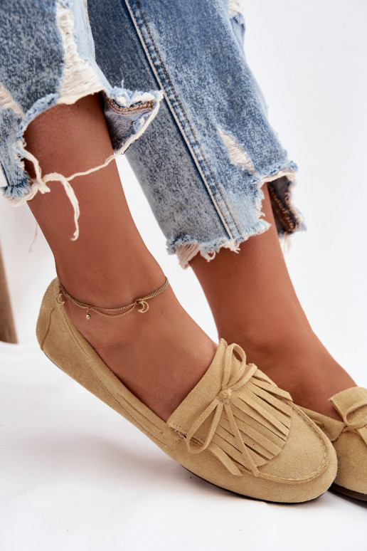 mocasines de mujer con flecos color amarillo Janelisse