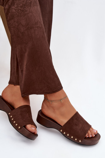 zapatillas de mujer Ze color doradomi Studs CzekoladoAe Ferinna