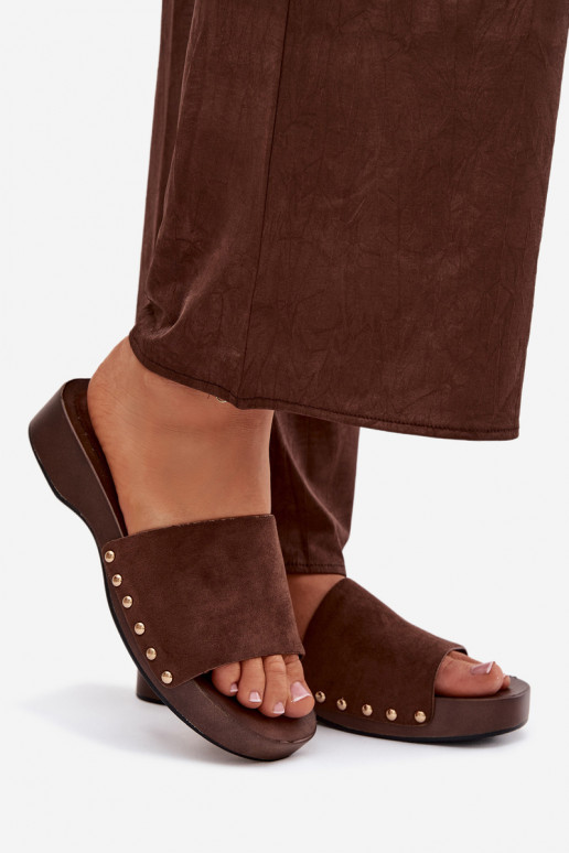 zapatillas de mujer Ze color doradomi Studs CzekoladoAe Ferinna