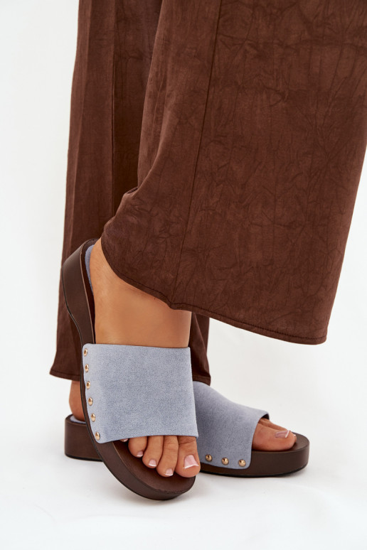 zapatillas de mujer Ze color doradomi Studs color azul Ferinna