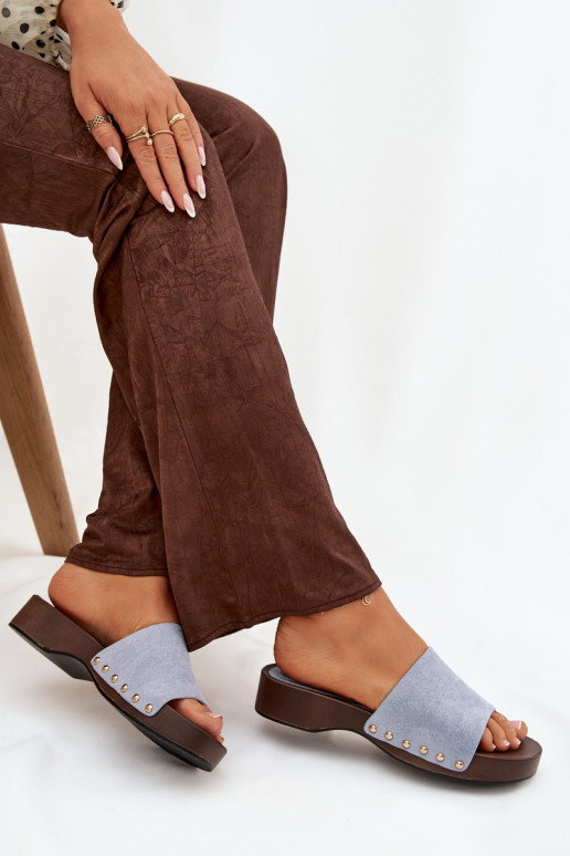 zapatillas de mujer Ze color doradomi Studs color azul Ferinna