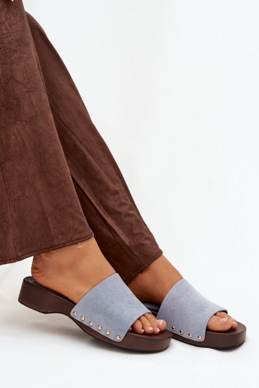 zapatillas de mujer Ze color doradomi Studs color azul Ferinna