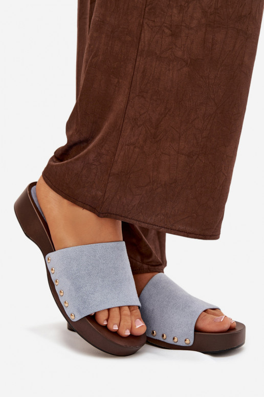 zapatillas de mujer Ze color doradomi Studs color azul Ferinna