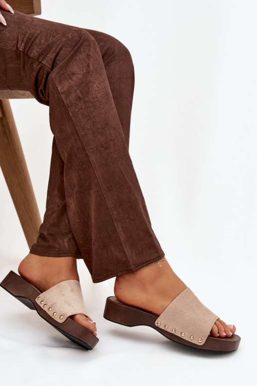 zapatillas de mujer Ze color doradomi Studs beige Ferinna