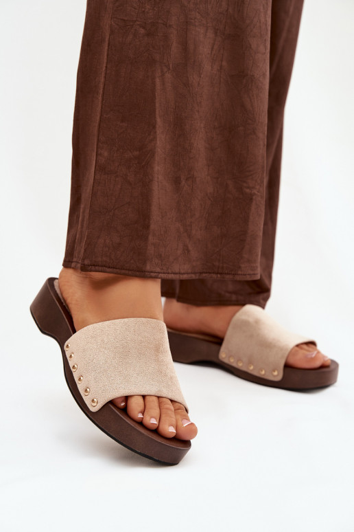 zapatillas de mujer Ze color doradomi Studs beige Ferinna