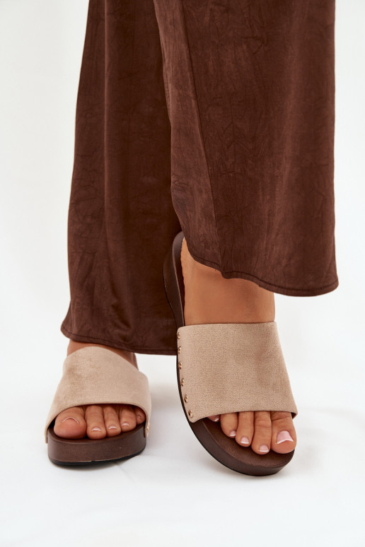 zapatillas de mujer Ze color doradomi Studs beige Ferinna