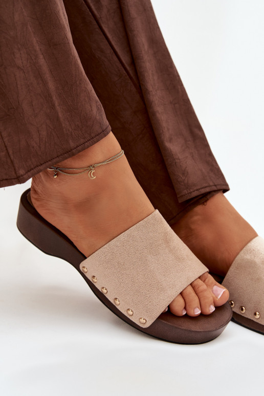 zapatillas de mujer Ze color doradomi Studs beige Ferinna