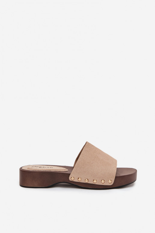 zapatillas de mujer Ze color doradomi Studs beige Ferinna