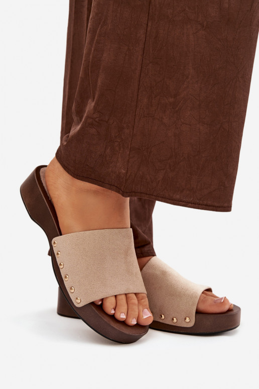 zapatillas de mujer Ze color doradomi Studs beige Ferinna