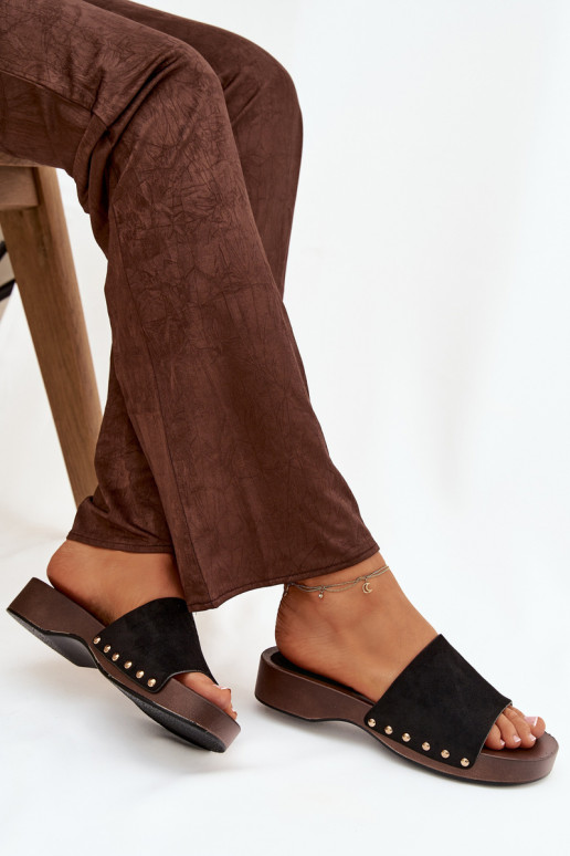 zapatillas de mujer Ze color doradomi Studs de color negro Ferinna