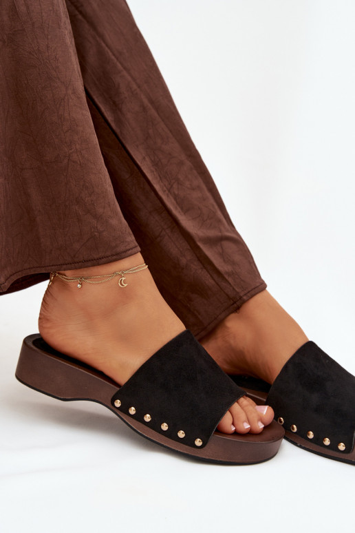 zapatillas de mujer Ze color doradomi Studs de color negro Ferinna