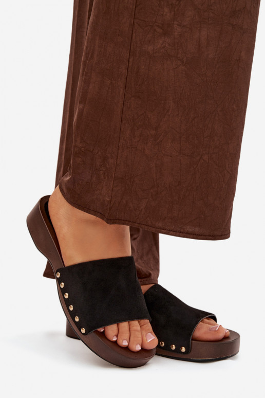 zapatillas de mujer Ze color doradomi Studs de color negro Ferinna