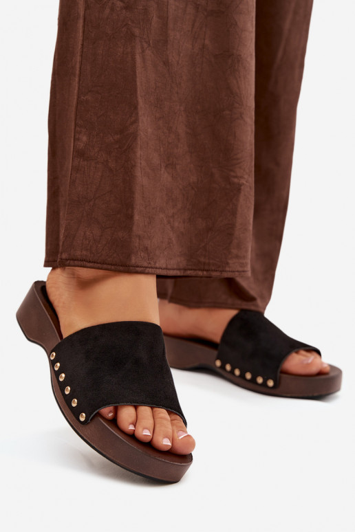 zapatillas de mujer Ze color doradomi Studs de color negro Ferinna