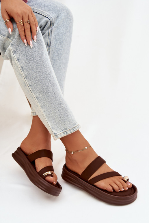  zapatillas de mujer con rayas I color doradom Detalem CzekoladoAe Farielle