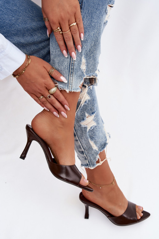 con efecto barniz zapatillas de mujer con tacones CzekoladoAe Lirissa