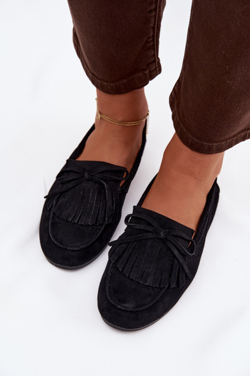 mocasines de mujer con flecos de color negro Janelisse