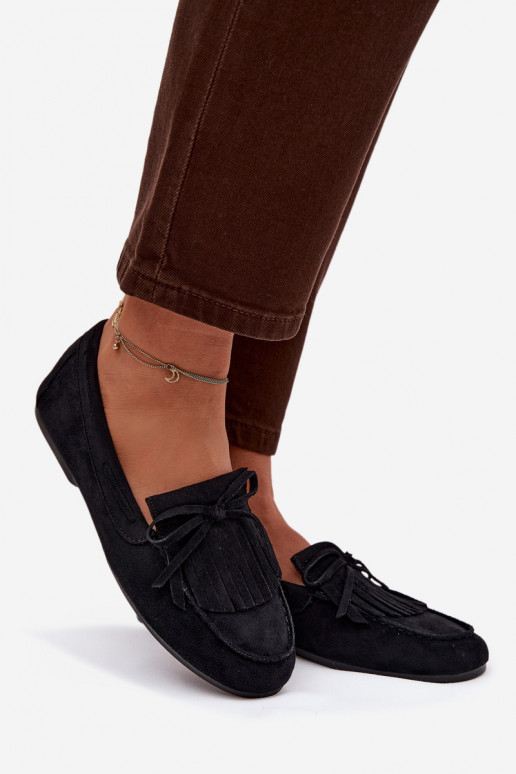 mocasines de mujer con flecos de color negro Janelisse