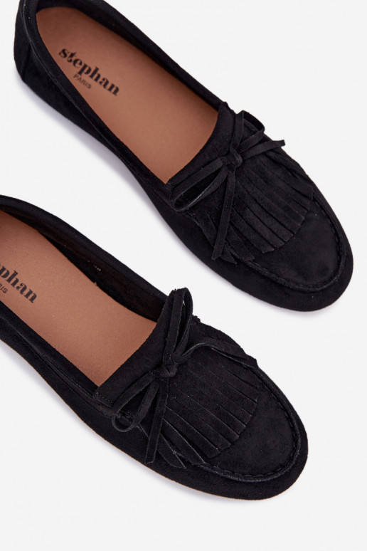 mocasines de mujer con flecos de color negro Janelisse