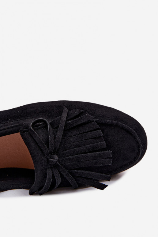 mocasines de mujer con flecos de color negro Janelisse