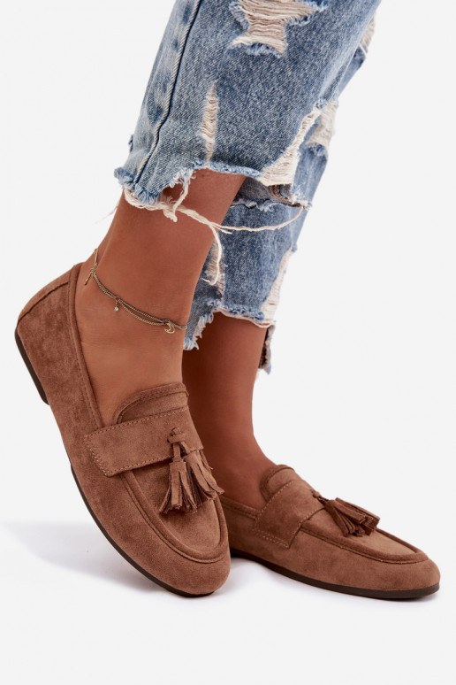 Mocasines apartamento de mujeres con flecos color marrón Tiene querilisse