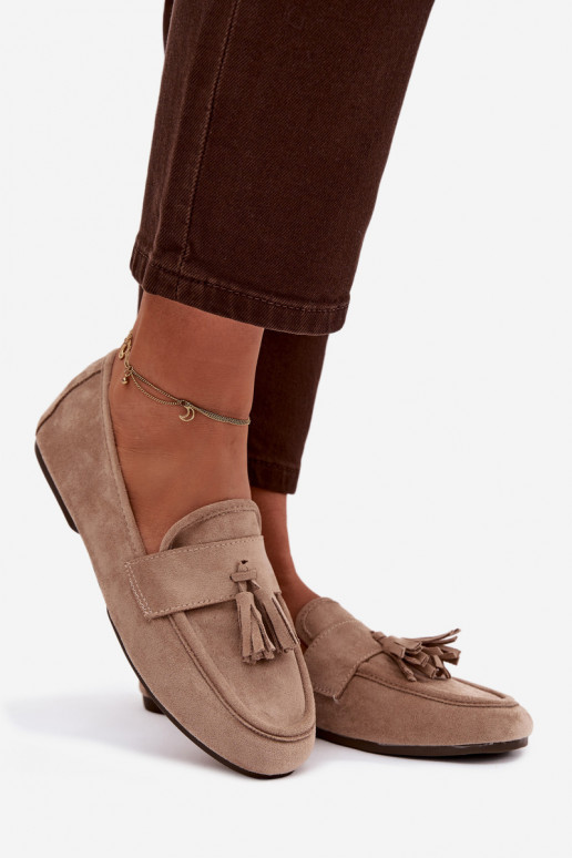 Mocasines apartamento de mujeres con flecos beige Tiene querilisse