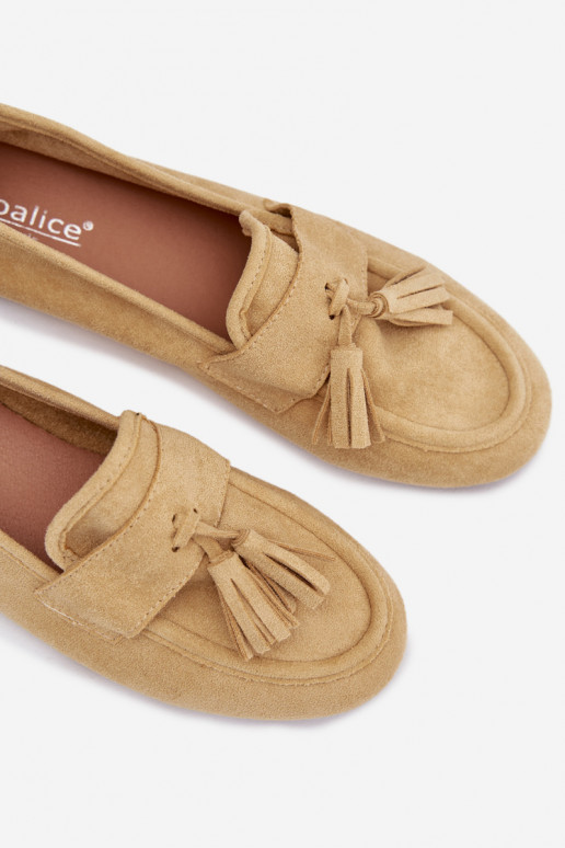 Mocasines apartamento de mujeres con flecos color amarillo Tiene querilisse