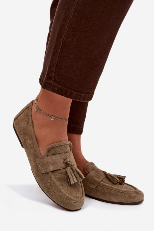 Mocasines apartamento de mujeres con flecos color verde Tiene querilisse