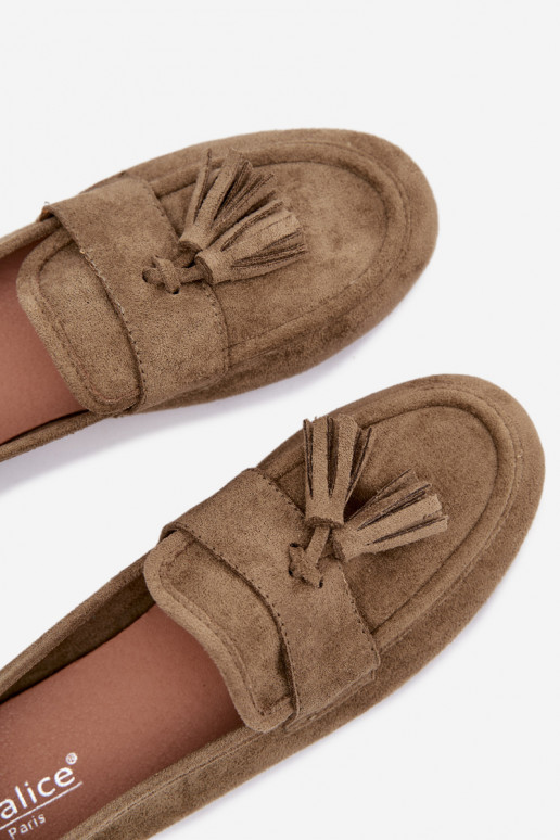 Mocasines apartamento de mujeres con flecos color verde Tiene querilisse