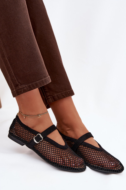 red bailarinas con correas de color negro Pherina