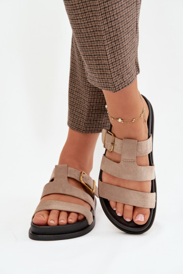 zapatillas de mujer con rayas I Złotą con hebillas beige Ulirissa 2