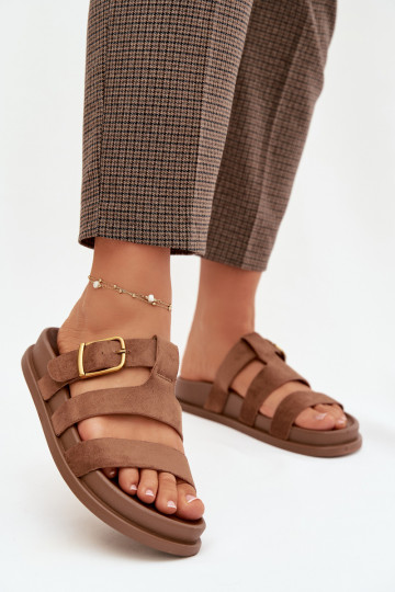 zapatillas de mujer con rayas I Złotą con hebillas color marrón Ulirissa 2