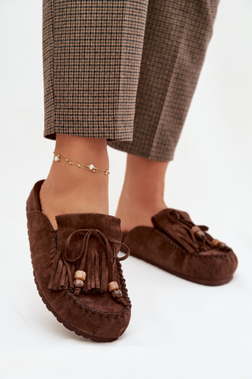 zapatillas de mujer Mule con flecos I color coralikami CzekoladoAe Belissa 2