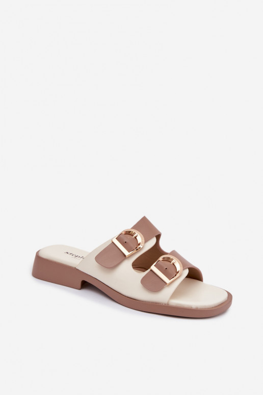 zapatillas de mujer Ze color doradomi con hebillasmi beige Danelle