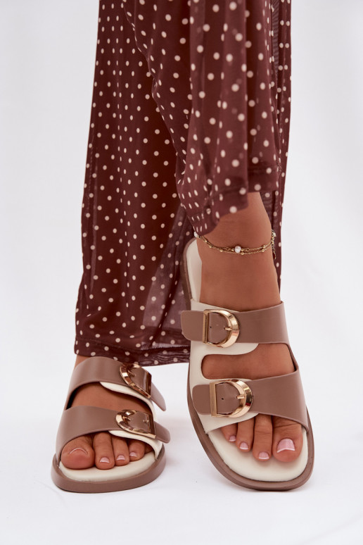 zapatillas de mujer Ze color doradomi con hebillasmi beige Danelle