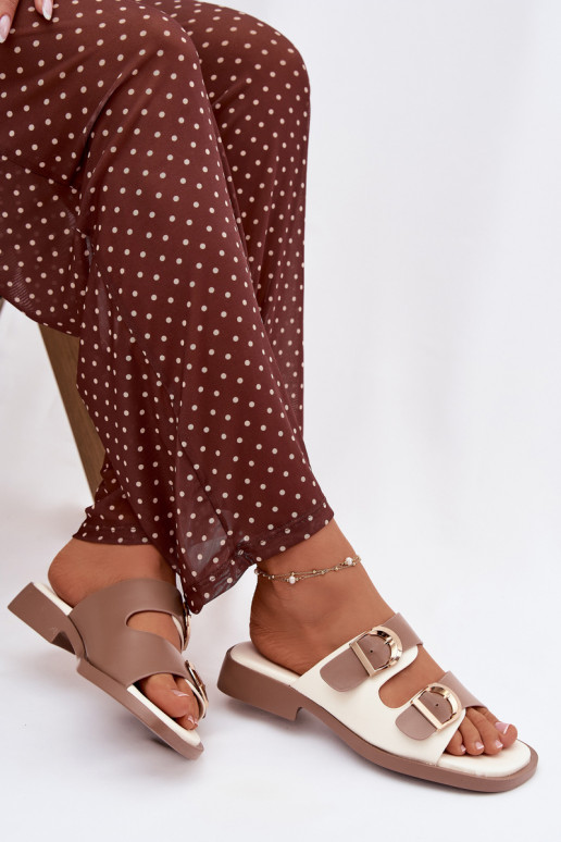 zapatillas de mujer Ze color doradomi con hebillasmi beige Danelle