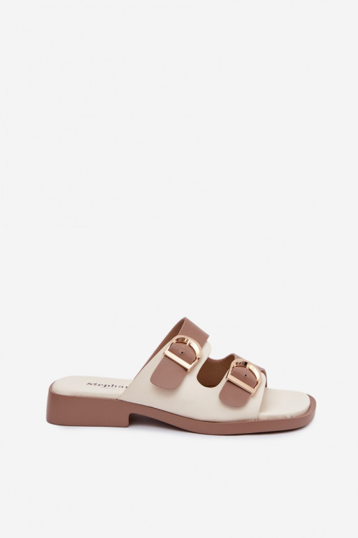 zapatillas de mujer Ze color doradomi con hebillasmi beige Danelle
