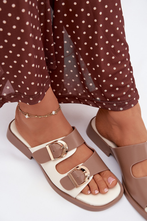 zapatillas de mujer Ze color doradomi con hebillasmi beige Danelle