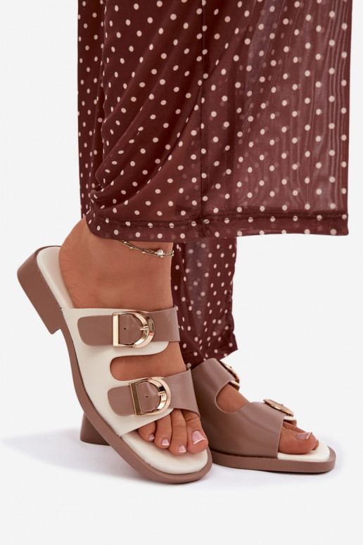 zapatillas de mujer Ze color doradomi con hebillasmi beige Danelle