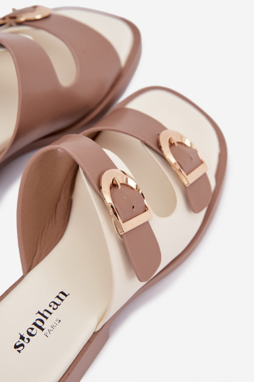 zapatillas de mujer Ze color doradomi con hebillasmi beige Danelle