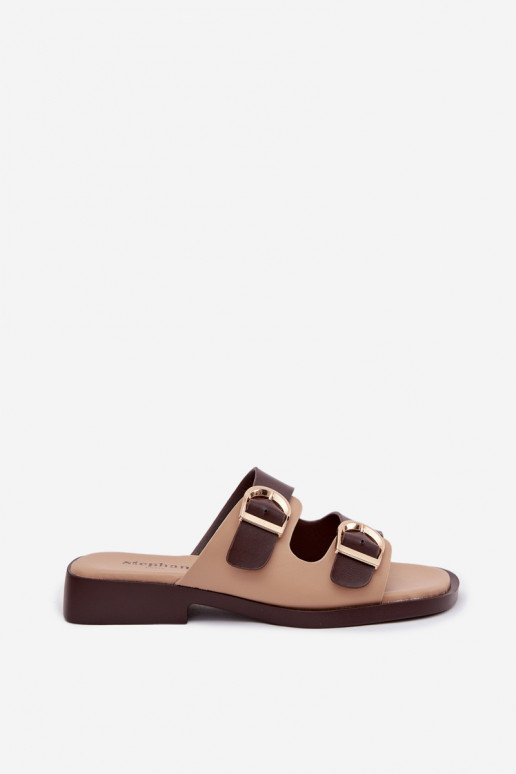 zapatillas de mujer Ze color doradomi con hebillasmi beige-color marrón Danelle