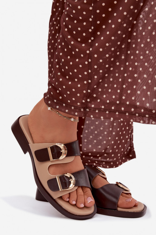 zapatillas de mujer Ze color doradomi con hebillasmi beige-color marrón Danelle