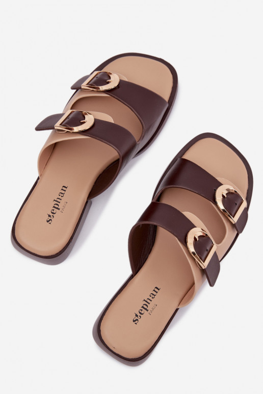 zapatillas de mujer Ze color doradomi con hebillasmi beige-color marrón Danelle