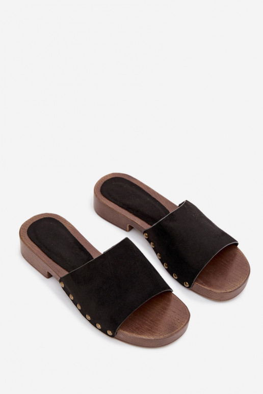 zapatillas de mujer con tacones anchos Ze color doradomi Studs de color negro Girella